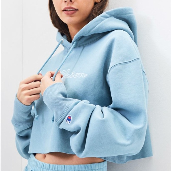 Champion Sweaters - S Champion Light Blue Reverse Weave Cropped Hoodie